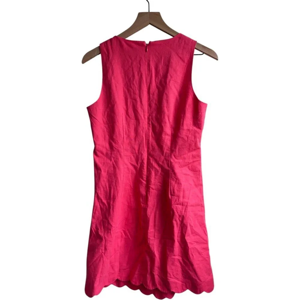 J Crew Women’s Linen Blend Mini Shift Sleeveless Scallop Hem Dress Size 2